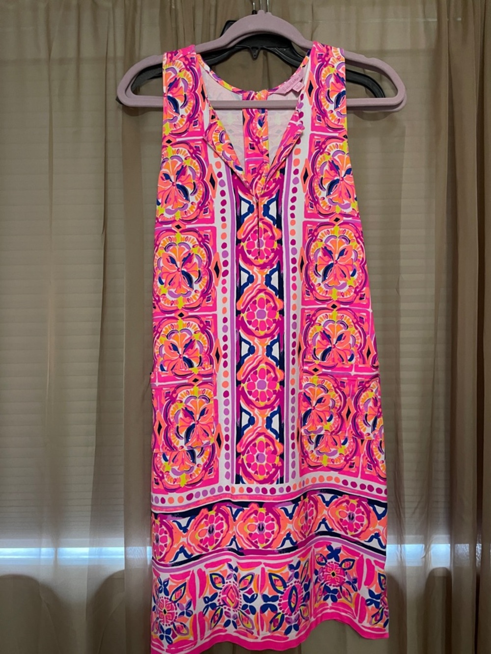 Lilly Pulitzer Pink, Coral & Navy Floral Print Dress